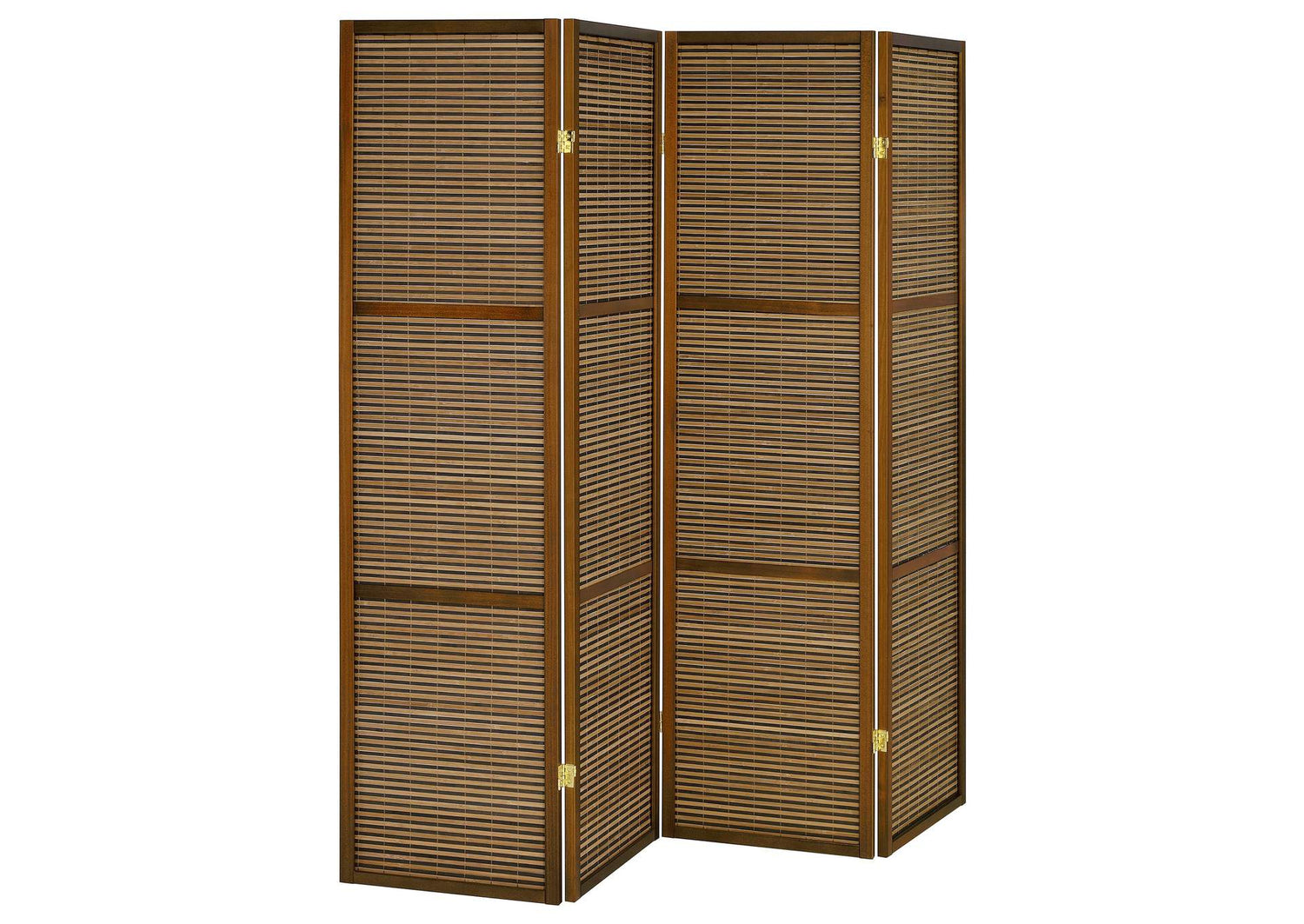 961638 Browning 4-panel Bamboo Room Divider Folding Screen Walnut