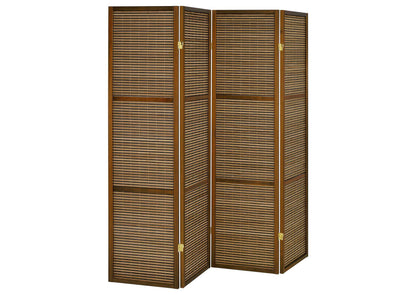 961638 Browning 4-panel Bamboo Room Divider Folding Screen Walnut