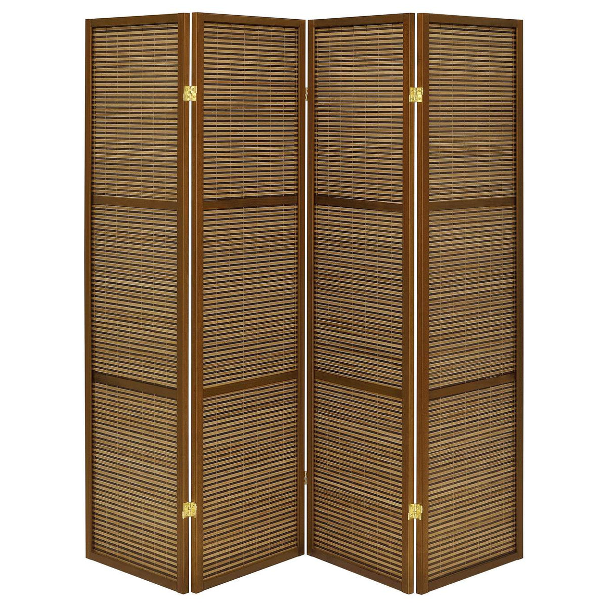 961638 Browning 4-panel Bamboo Room Divider Folding Screen Walnut