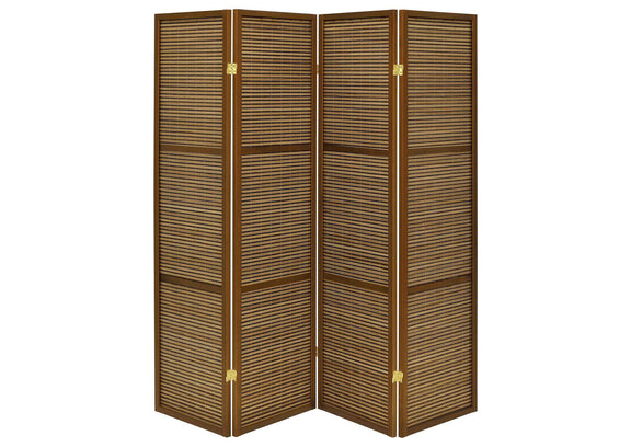 961638 Browning 4-panel Bamboo Room Divider Folding Screen Walnut