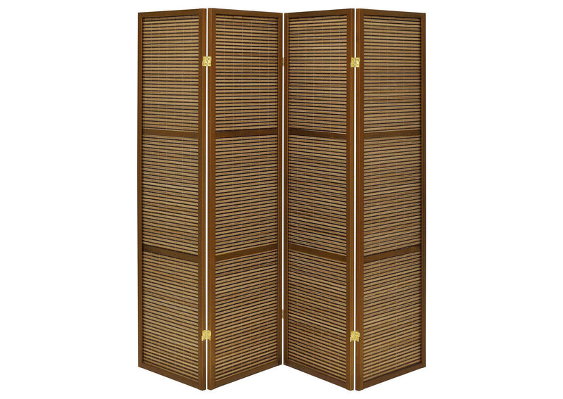 961638 Browning 4-panel Bamboo Room Divider Folding Screen Walnut