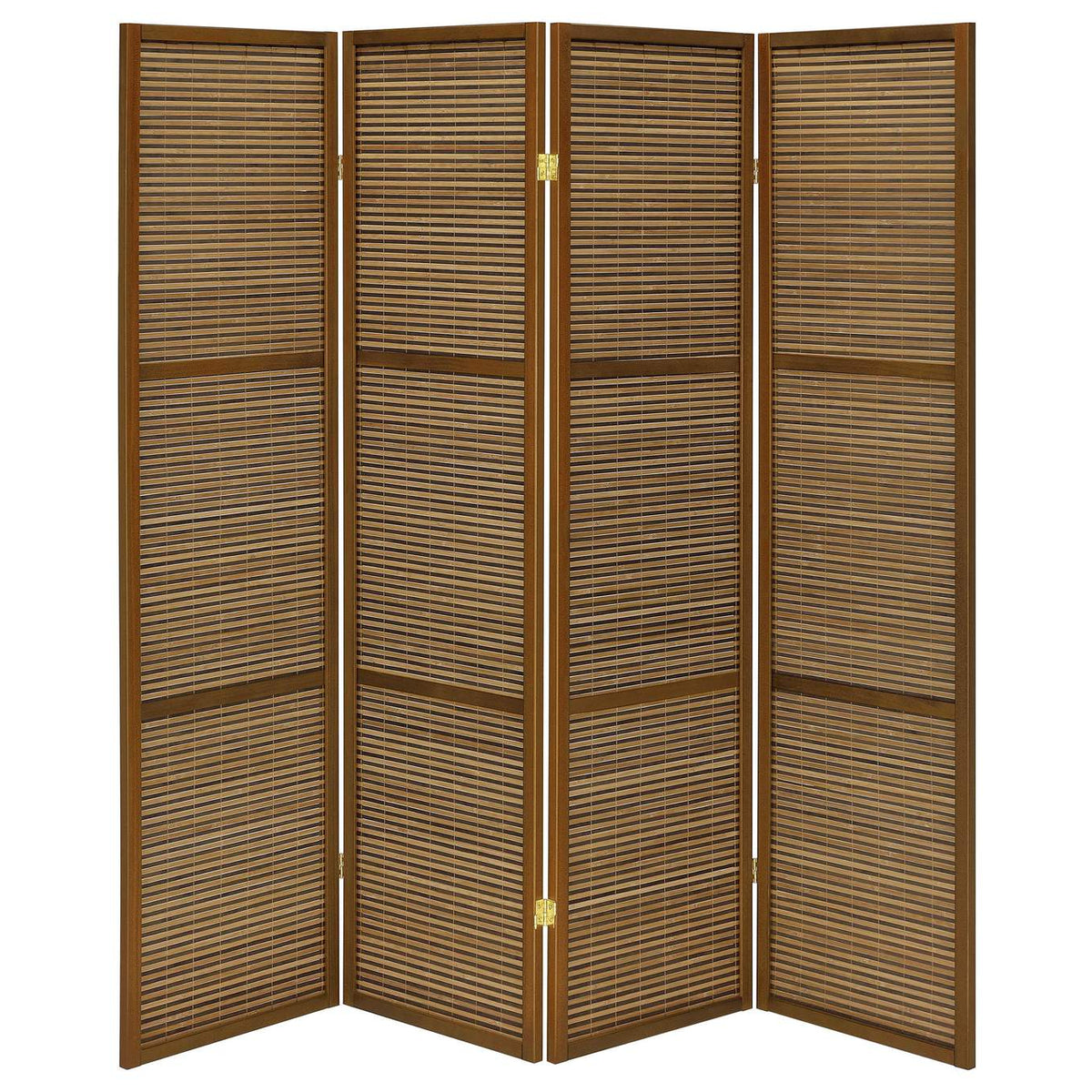 961638 Browning 4-panel Bamboo Room Divider Folding Screen Walnut