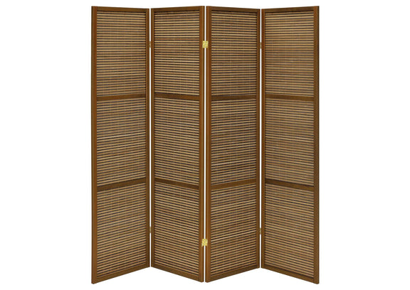 961638 Browning 4-panel Bamboo Room Divider Folding Screen Walnut