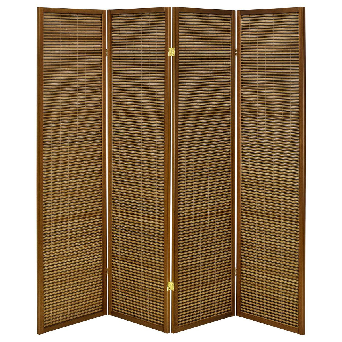 961638 Browning 4-panel Bamboo Room Divider Folding Screen Walnut