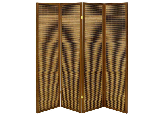961638 Browning 4-panel Bamboo Room Divider Folding Screen Walnut