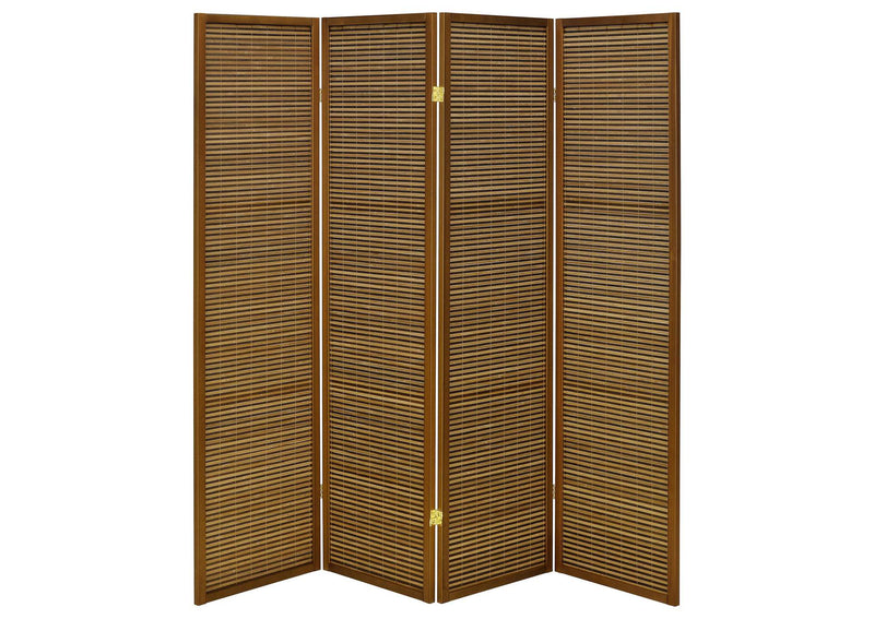 961638 Browning 4-panel Bamboo Room Divider Folding Screen Walnut