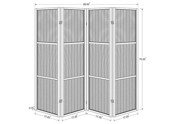 961638 Browning 4-panel Bamboo Room Divider Folding Screen Walnut