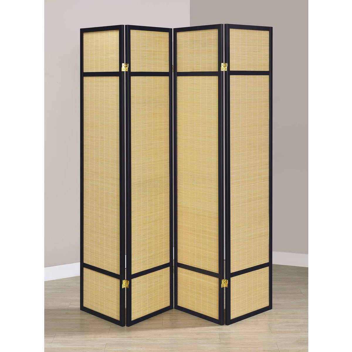 961648 Pearce 4-panel Bamboo Room Divider Folding Screen Natural