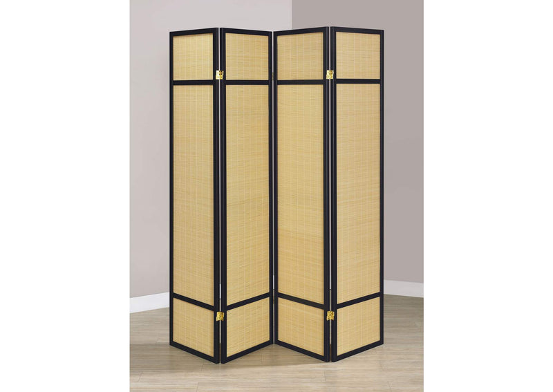 961648 Pearce 4-panel Bamboo Room Divider Folding Screen Natural