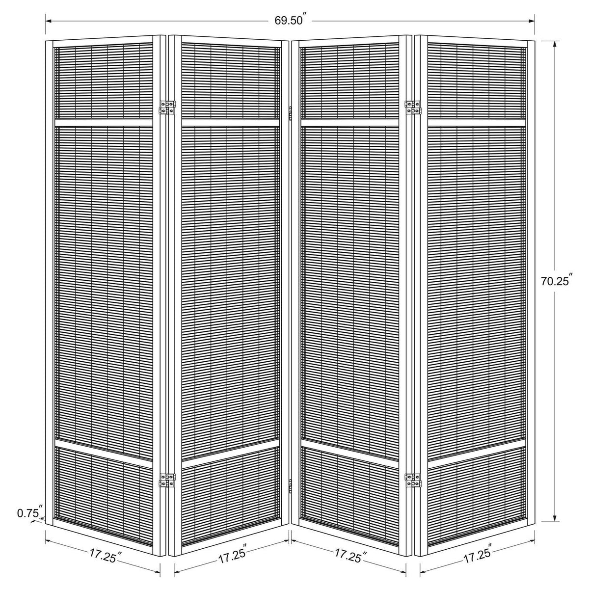 961648 Pearce 4-panel Bamboo Room Divider Folding Screen Natural