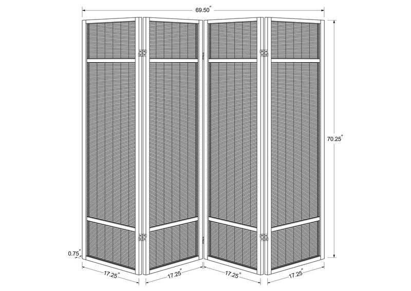 961648 Pearce 4-panel Bamboo Room Divider Folding Screen Natural