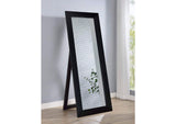 961653 Cadence Tempered Glass Full Length Standing Mirror Black Oak
