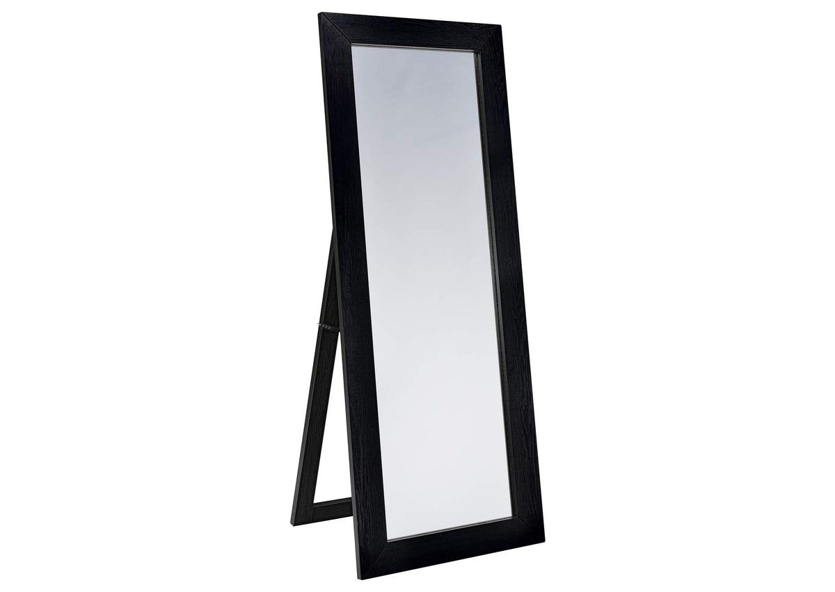 961653 Cadence Tempered Glass Full Length Standing Mirror Black Oak