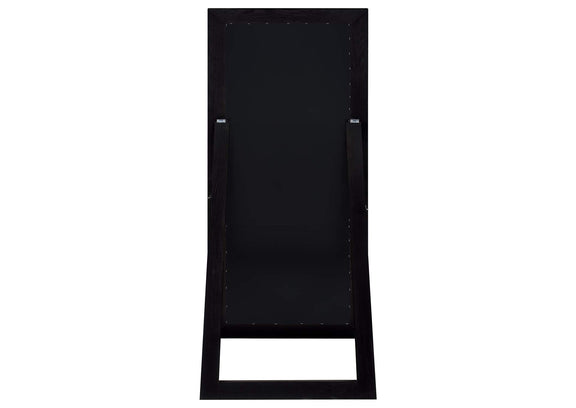 961653 Cadence Tempered Glass Full Length Standing Mirror Black Oak