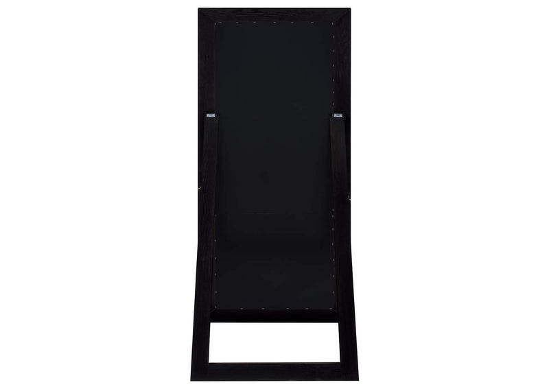 961653 Cadence Tempered Glass Full Length Standing Mirror Black Oak