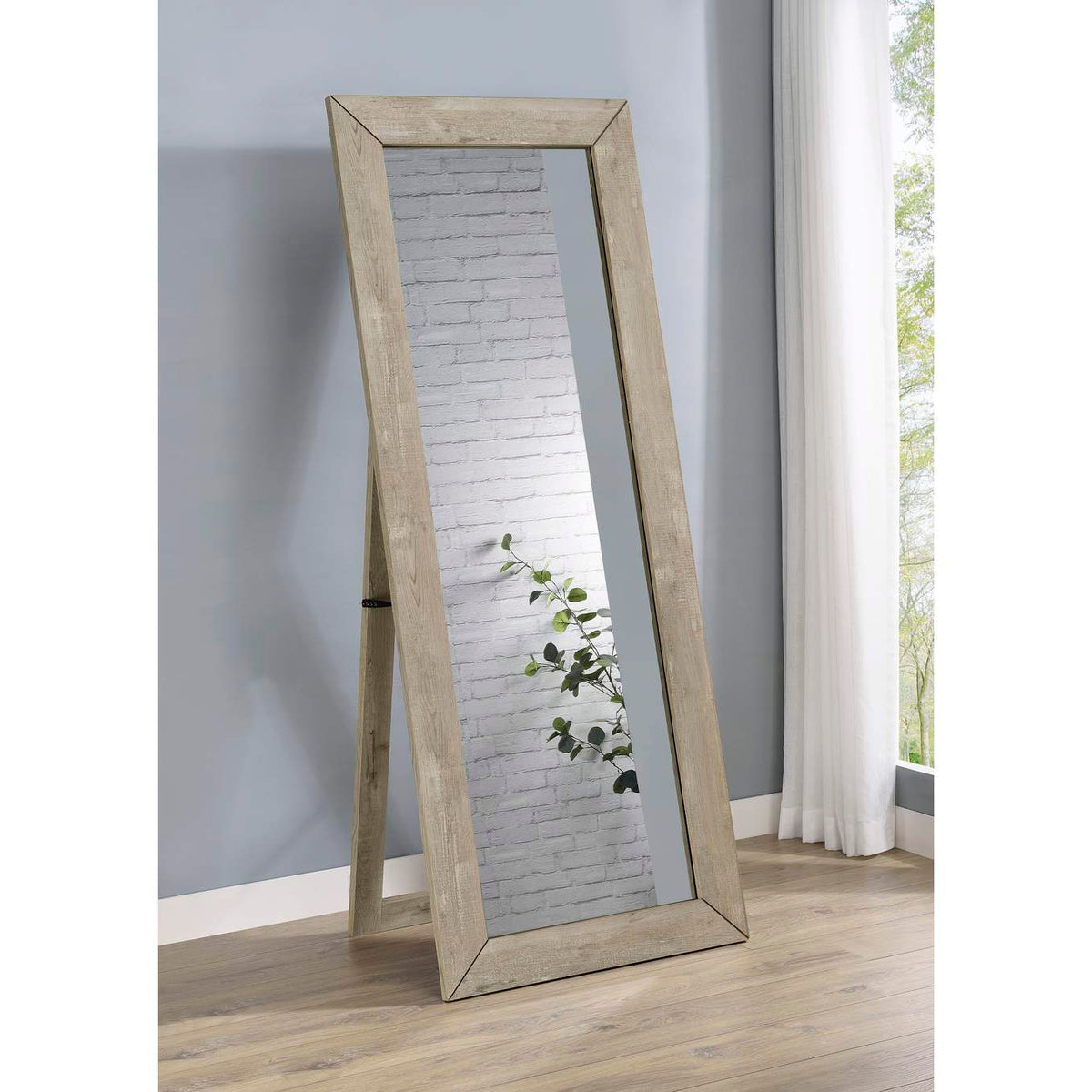 961655 Cadence Tempered Glass Full Length Mirror Grey Washed Oak