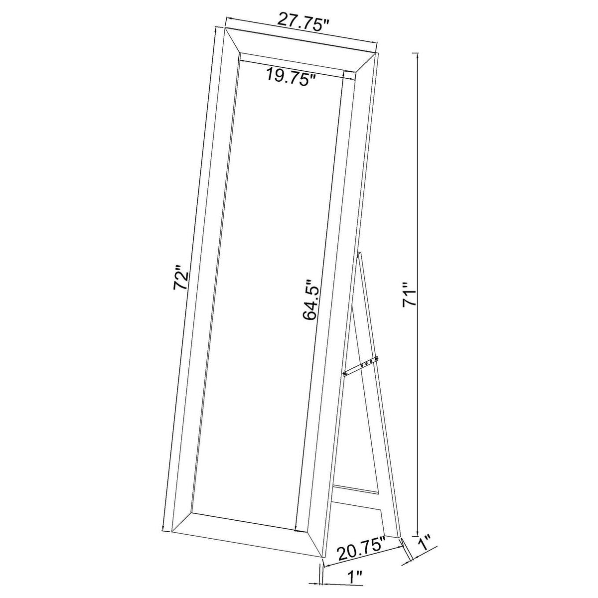961655 Cadence Tempered Glass Full Length Mirror Grey Washed Oak