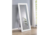 961656 Cadence Tempered Glass Full Length Mirror White High Gloss