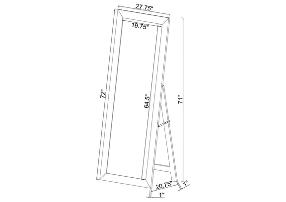 961656 Cadence Tempered Glass Full Length Mirror White High Gloss