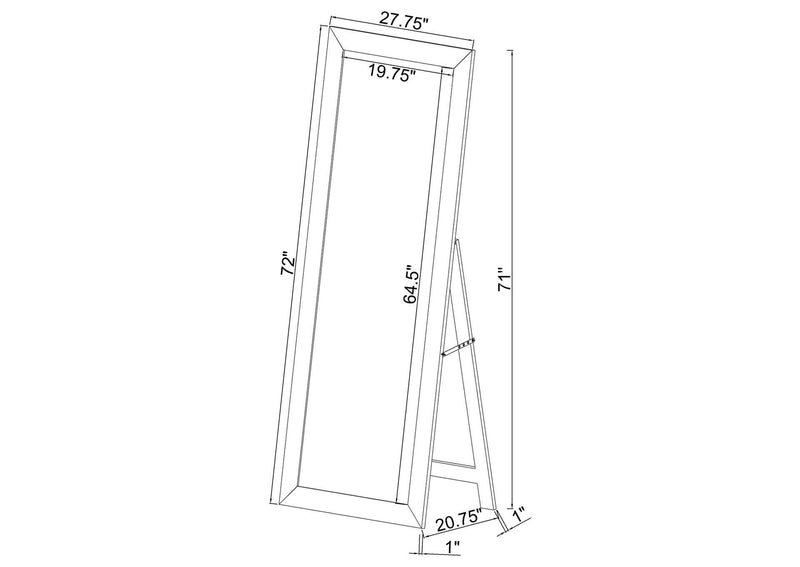 961656 Cadence Tempered Glass Full Length Mirror White High Gloss