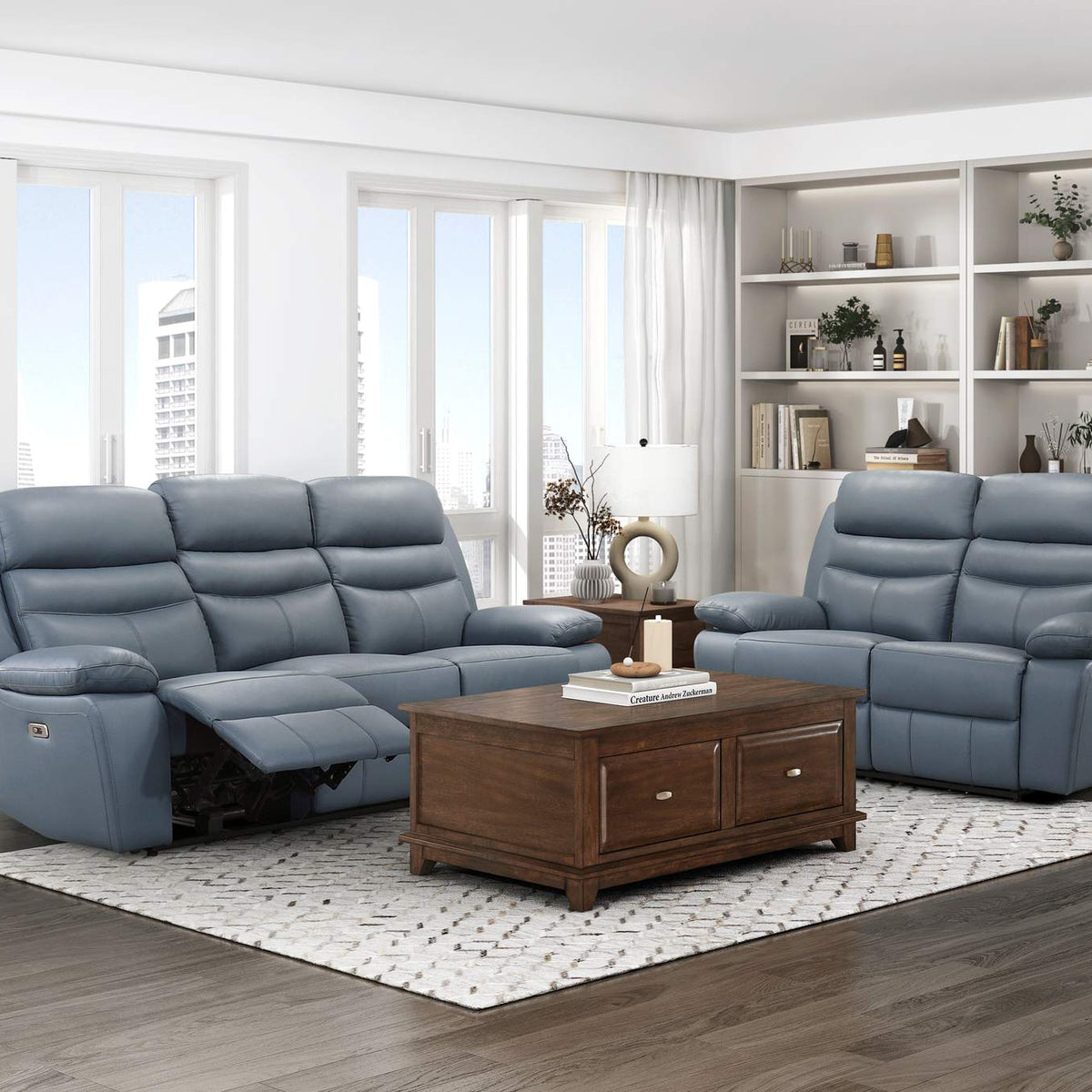 9628BUE-3PW Hancock Power Double Reclining Sofa