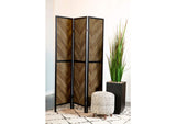 962922 Marlene 3-Panel Room Divider Folding Screen Rustic Tobacco