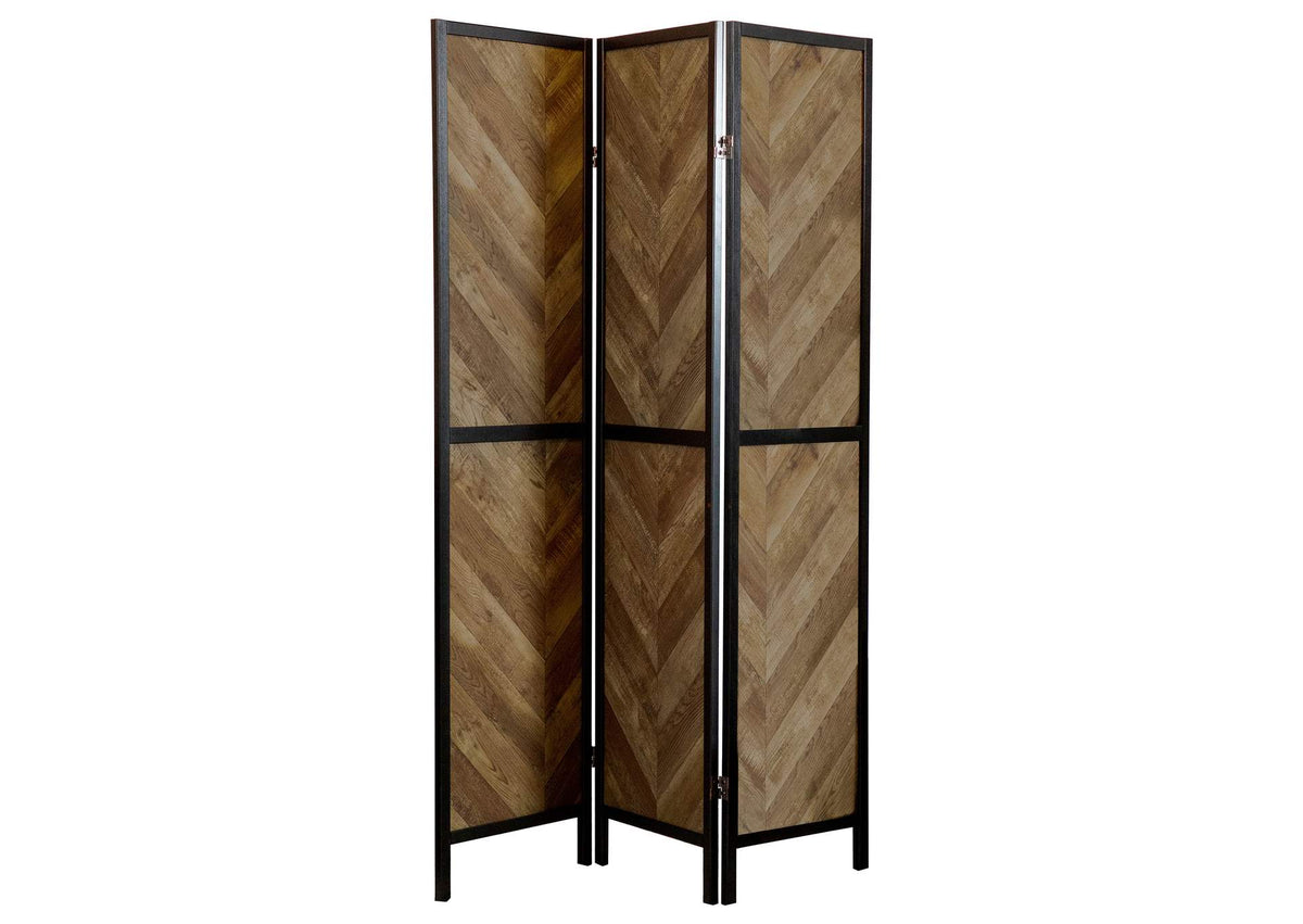 Marlene 3-Panel Room Divider Folding Screen Rustic Tobacco