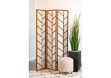 962923 Mila 3-Panel Room Divider Folding Shoji Screen Walnut