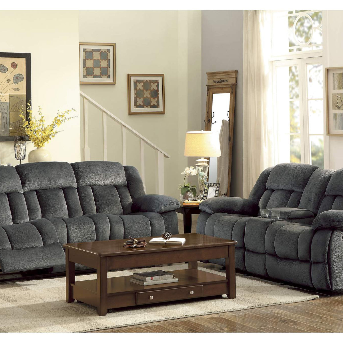 9636CC-2 Double Glider Reclining Love Seat with Center Console