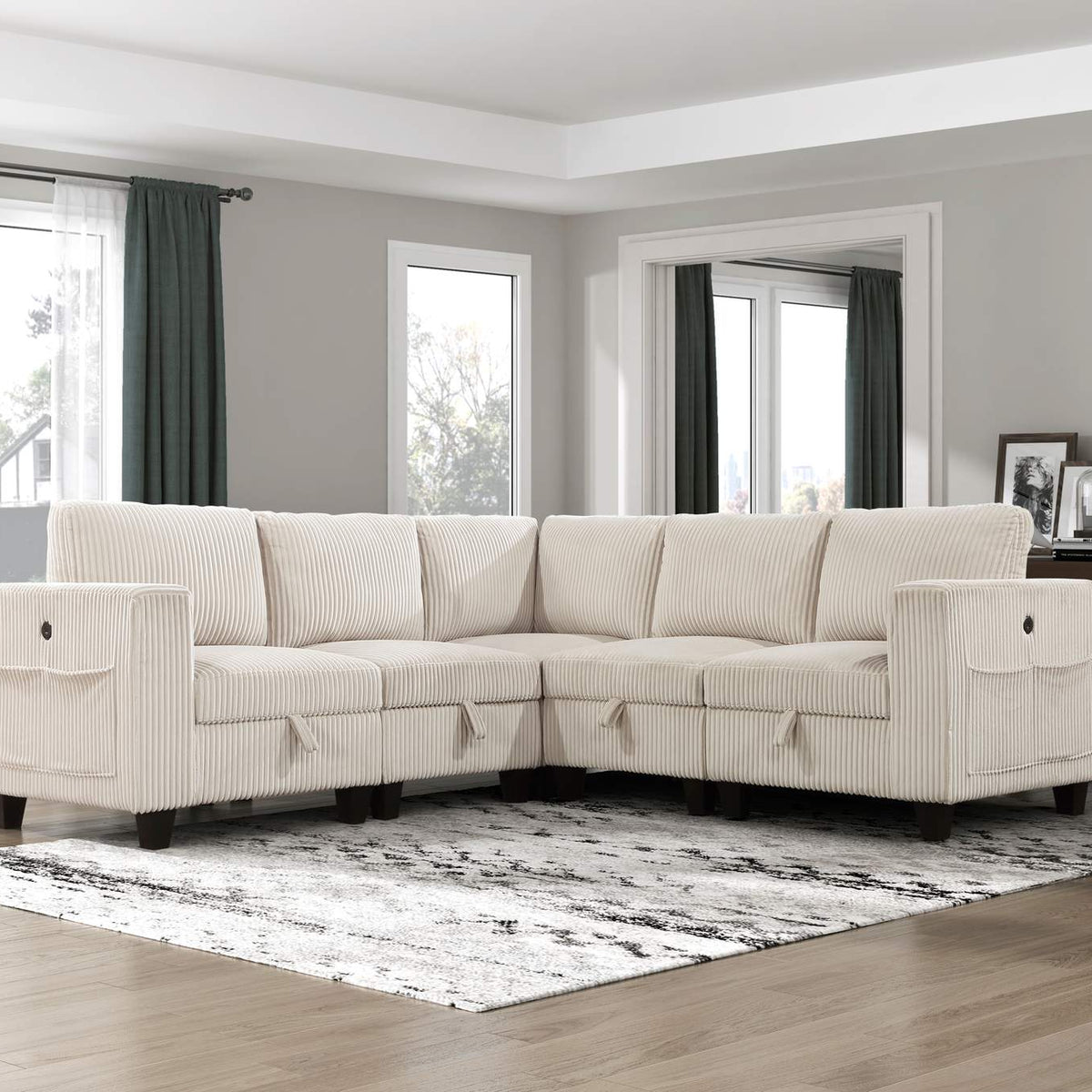 9650BE-C1A Chair with One Arm, Storage, Storage Pouch and Charging Ports
