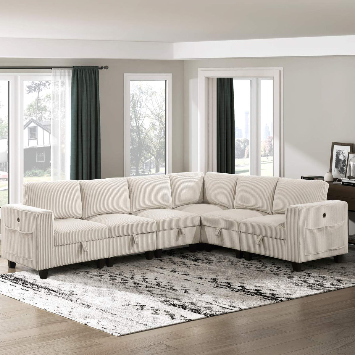 9650BE-C1A Chair with One Arm, Storage, Storage Pouch and Charging Ports