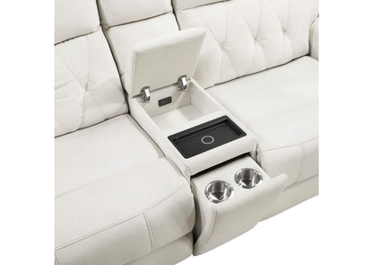 9670BE-2PWH Power Double Reclining Love Seat with Center Console, Power Headrests, Hidden Arms Cup Holders, Charging Ports and Wireless Charger