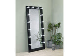 969557 Zayan 32 x 71 Inch Floor Mirror LED Lighting Black Gloss