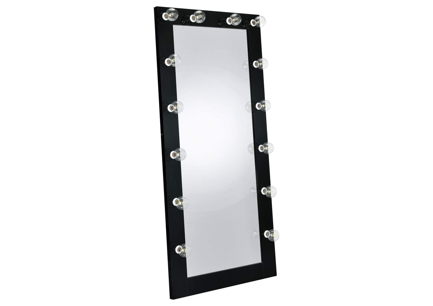 Zayan 32 x 71 Inch Floor Mirror LED Lighting Black Gloss