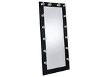 Zayan 32 x 71 Inch Floor Mirror LED Lighting Black Gloss
