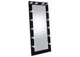 969557 Zayan 32 x 71 Inch Floor Mirror LED Lighting Black Gloss
