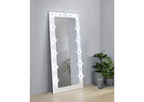 969558 Zayan 32 x 71 Inch Floor Mirror LED Lighting White Gloss