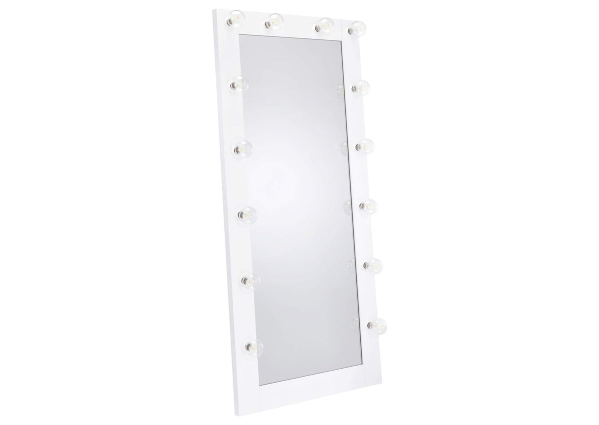 Zayan 32 x 71 Inch Floor Mirror LED Lighting White Gloss