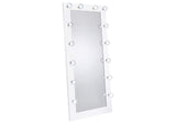 969558 Zayan 32 x 71 Inch Floor Mirror LED Lighting White Gloss