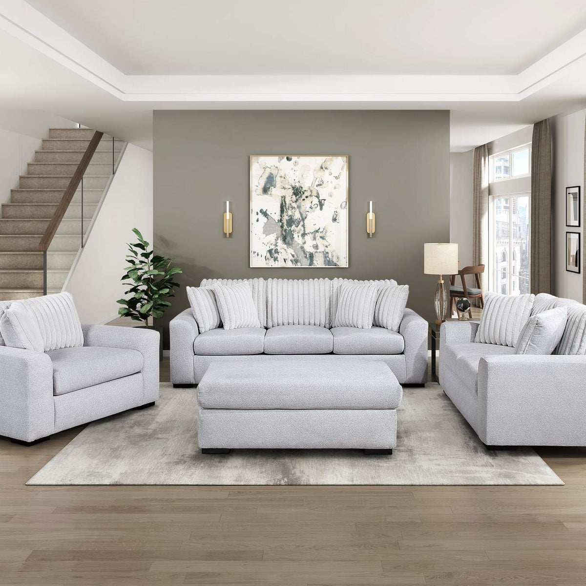 9720GRY-4 Ottoman
