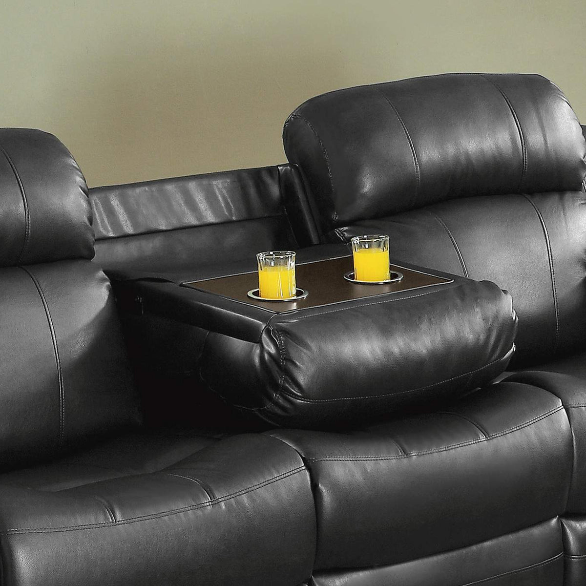 9724BLK-3 Marille Double Reclining Sofa with Center Drop-Down Cup Holders