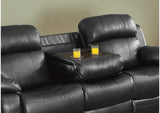 9724BLK-3 Marille Double Reclining Sofa with Center Drop-Down Cup Holders
