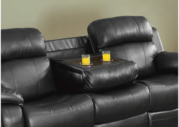 9724BLK-3 Marille Double Reclining Sofa with Center Drop-Down Cup Holders