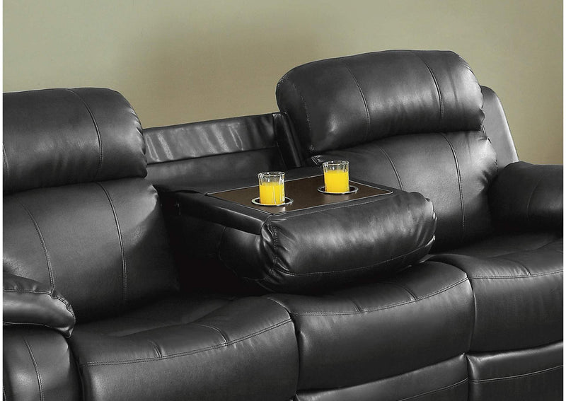 9724BLK-3 Marille Double Reclining Sofa with Center Drop-Down Cup Holders