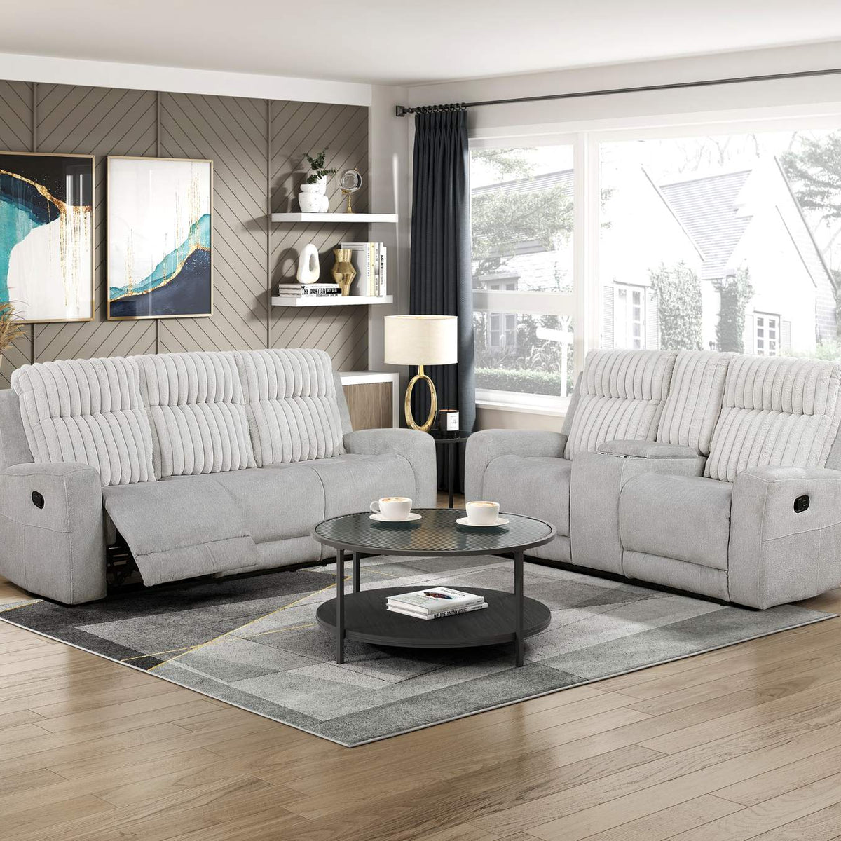 9728LGY-3 Double Reclining Sofa