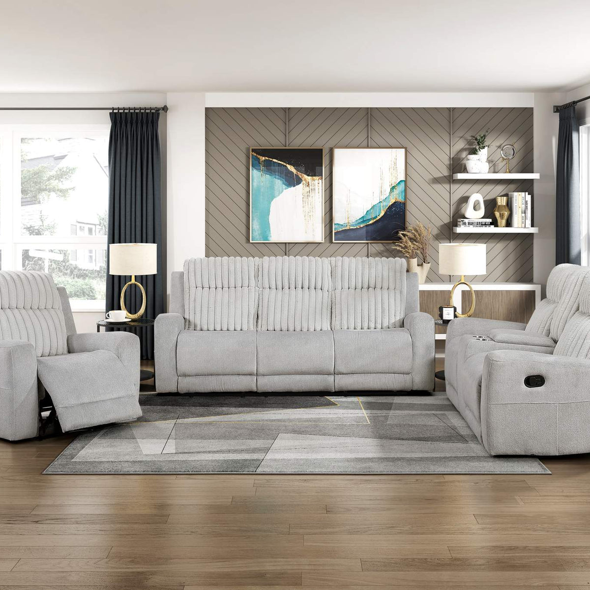 9728LGY-3 Double Reclining Sofa