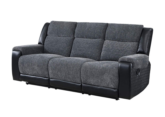 U5914-GREY_BLACK-RS U5914 GREY - BLACK RECLINING SOFA