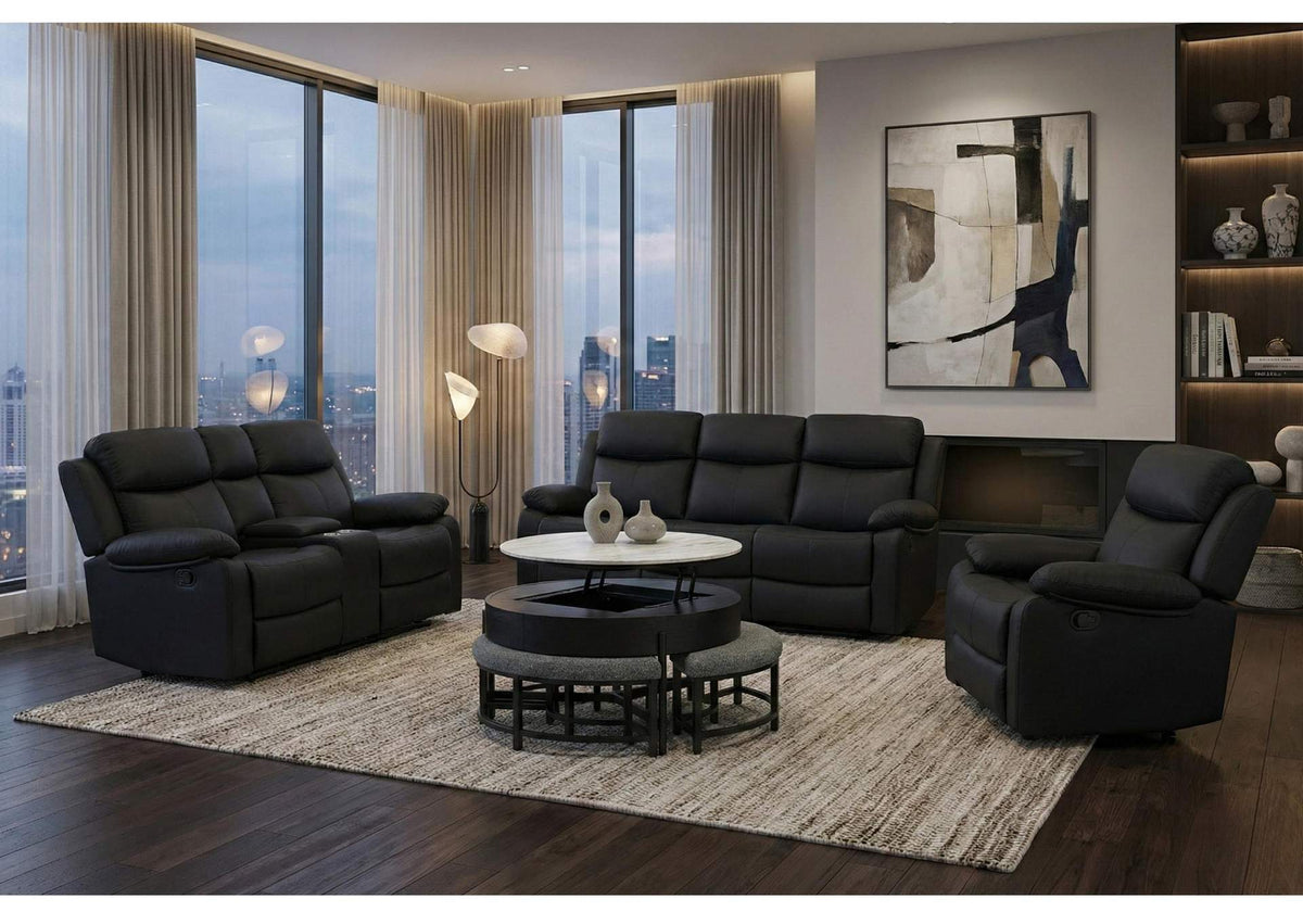 T42CT+3_STOOLS-BLK T42 BLACK COFFEE TABLE WITH 3 STOOLS