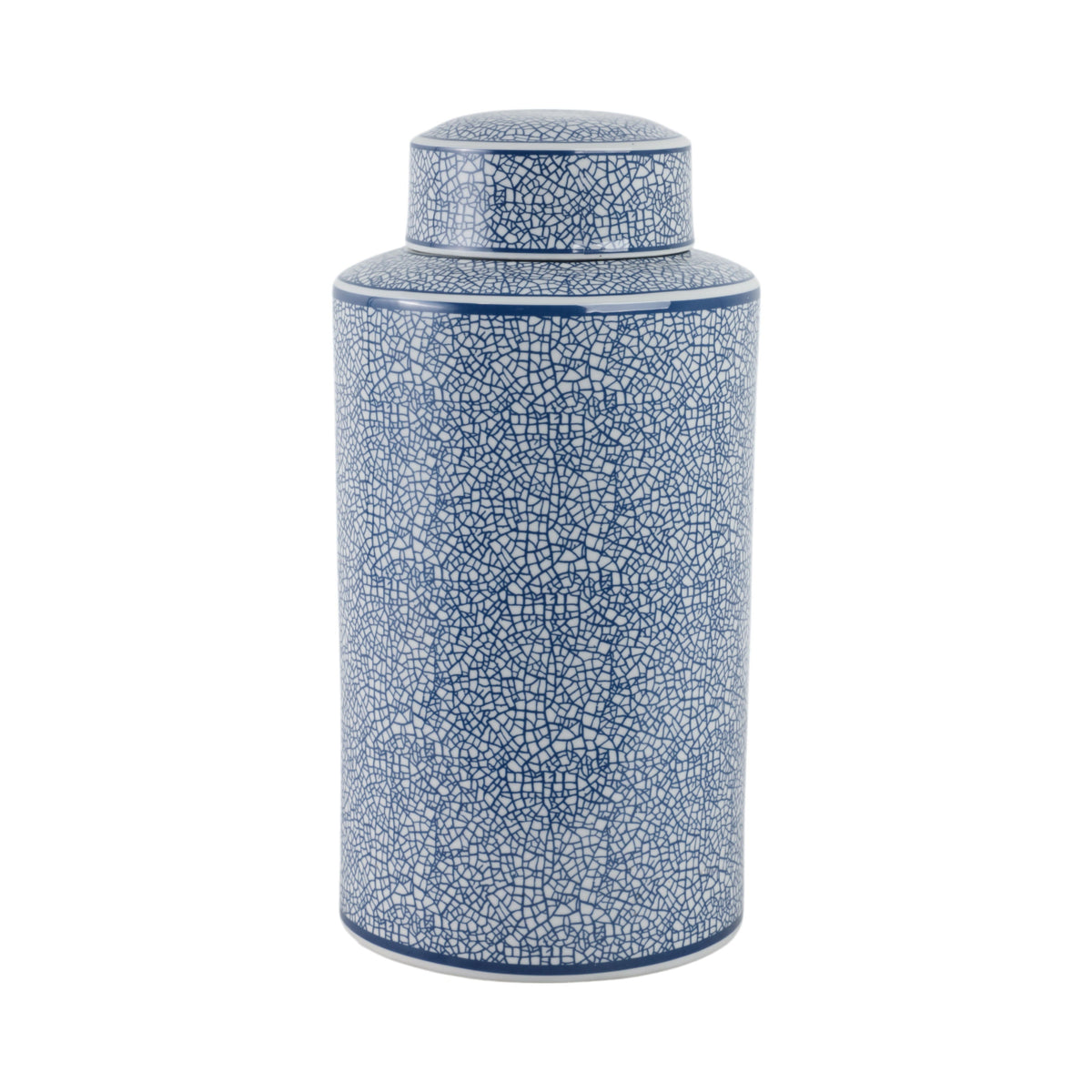 16" Ceramic Jar - Crackle Blue