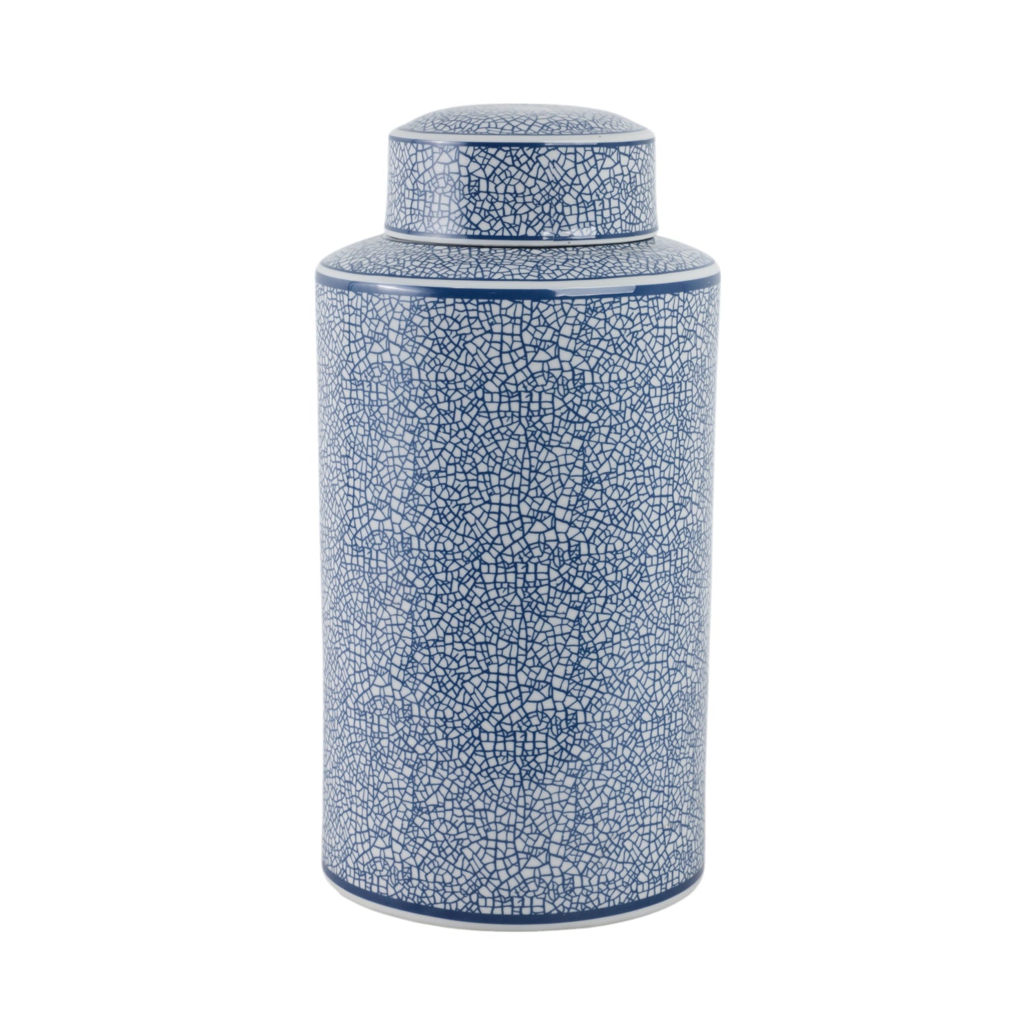 16" Ceramic Jar - Crackle Blue